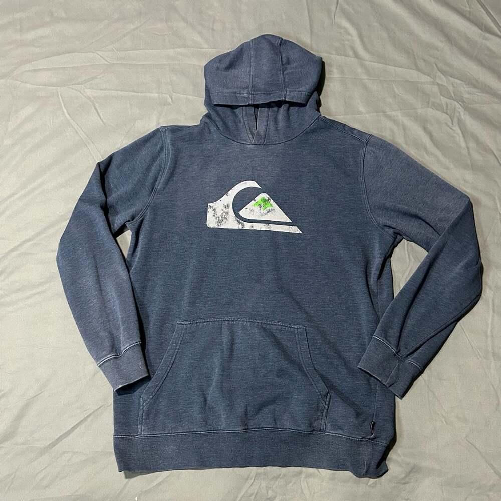 Quiksilver Blue Big Logo Pullover Hoodie Sweatshirt